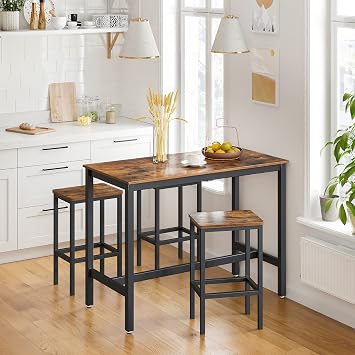 VASAGLE Barhocker 2er Set Barstühle Küchenstühle für Küche Wohnzimmer Esszimmer 40 x 30 x 65 cm vintagebraun-schwarz LBC65X 6955880358403