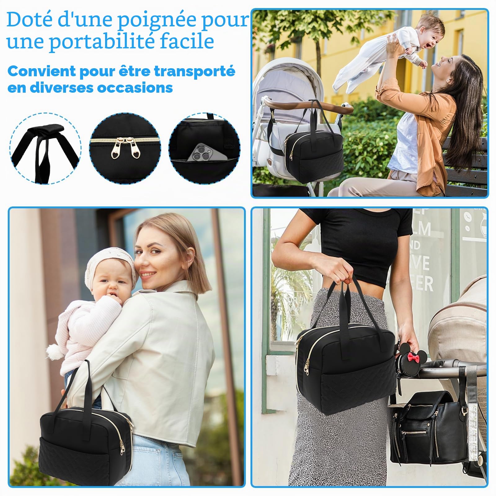 Sac Isotherme Tire Lait 29x21.5x14cm pour Tire-Lait Maternel avec Sac à Glace et Tapis étanche Sac Portable Tire Lait pour Tire-Lait et Accessoires