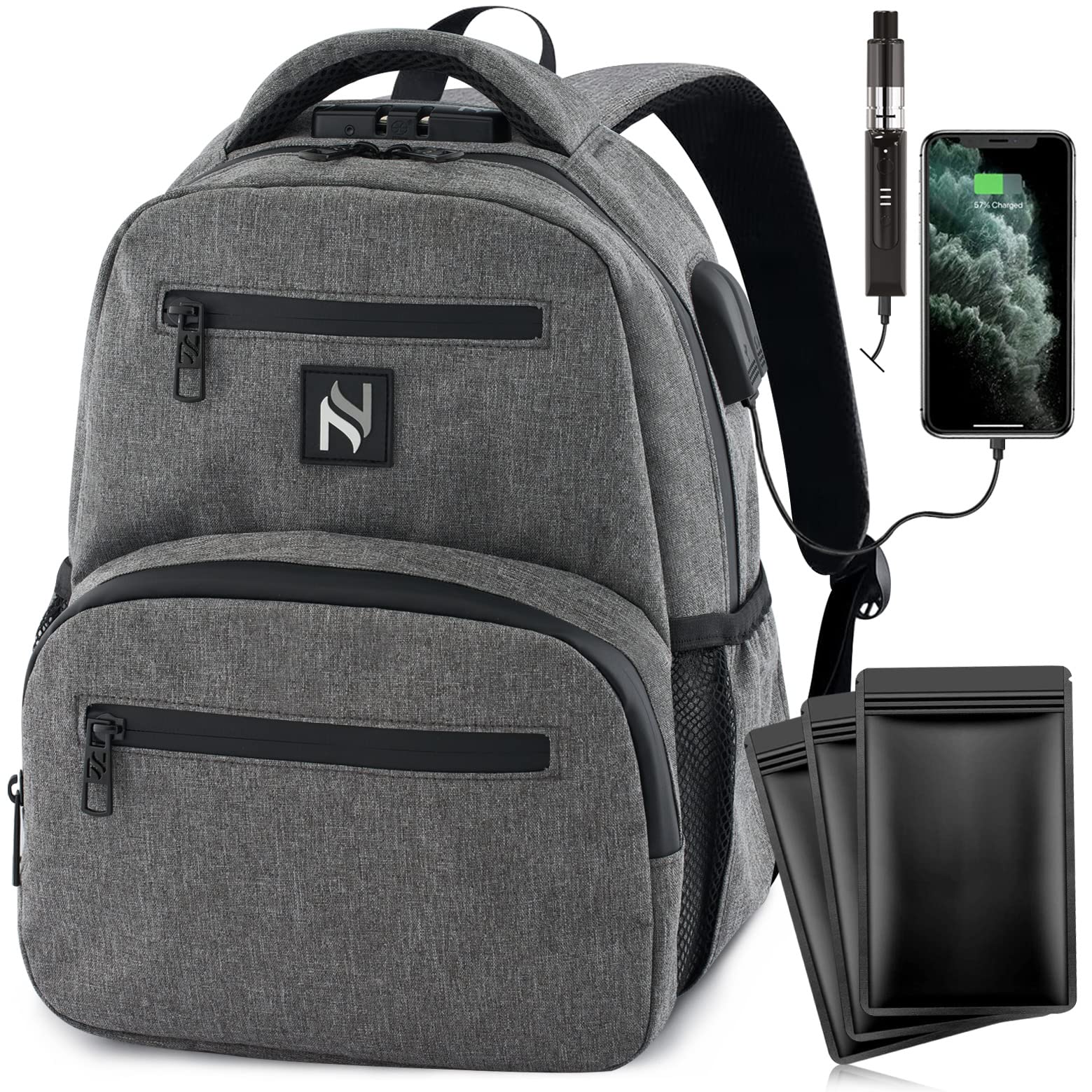 INNOSCENTMini Smell Proof Backpack With Lock For Men/Women USB & Headphone Port