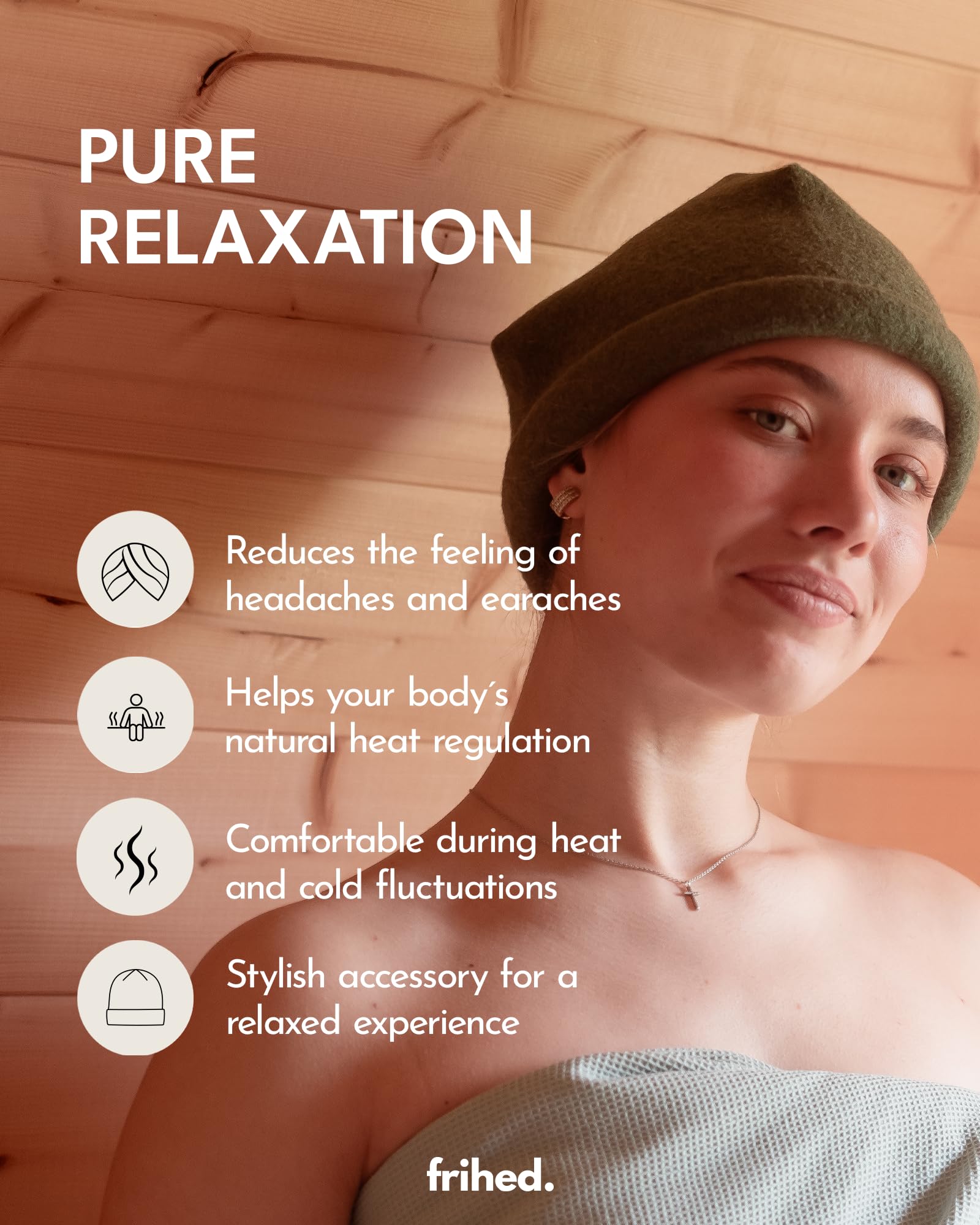 frihed. Sauna hat - Made of woolwalk - 100% Sheep's Wool - Premium Sauna Accessory for Men and Women - Flexible Size - Made in Germany (Navy)