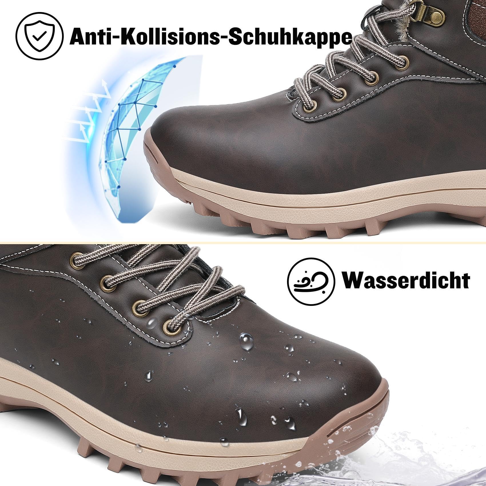 Mishansha Uomo Scarpe Invernali Donna Stivali da Neve Calda Impermeabili Outdoor Sneakers da Trekking Taglia 36-48 EU
