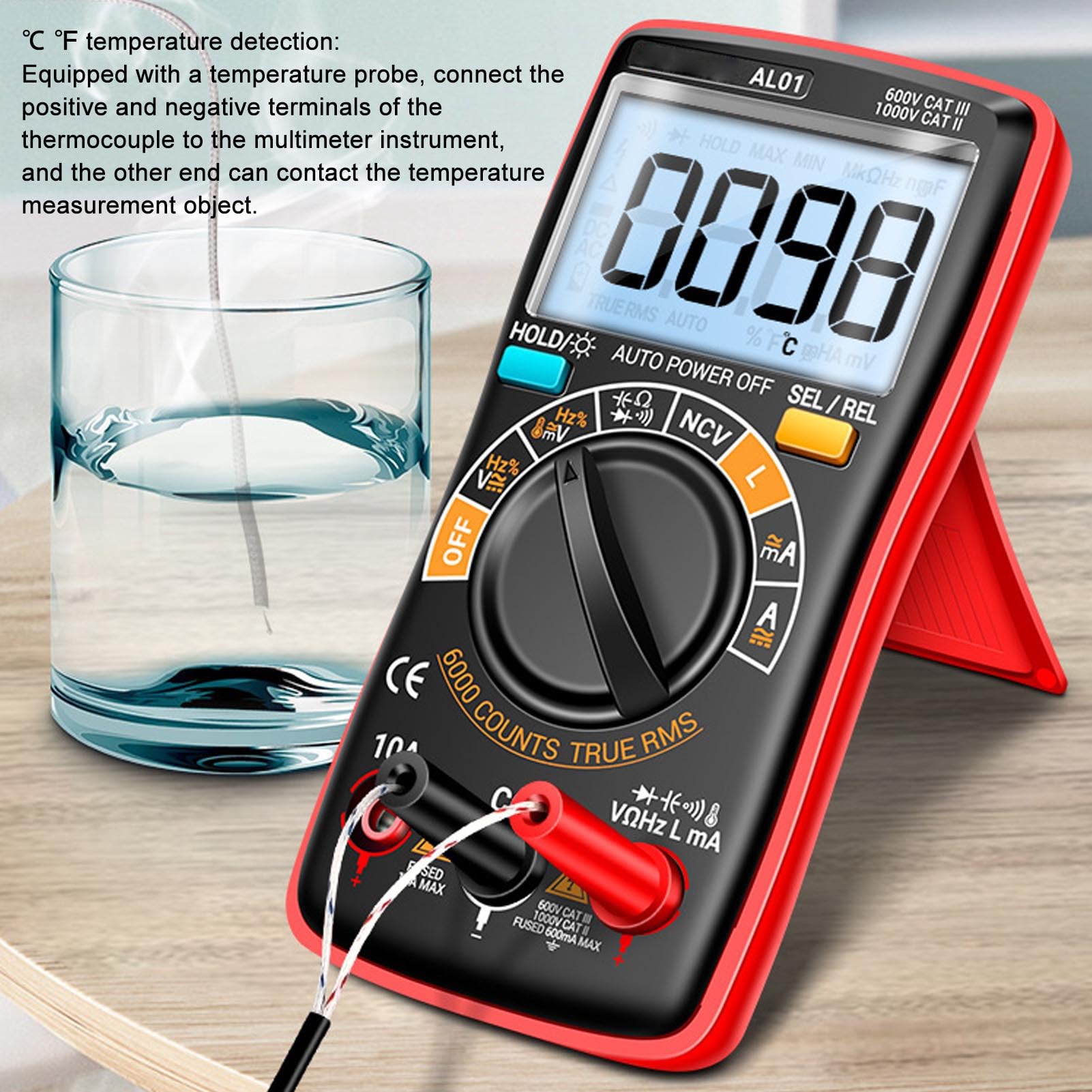 Fydun Digital Multimeter NCV LCD Display Voltage Temperature Tester for Car Battery Electrical Troubleshooting