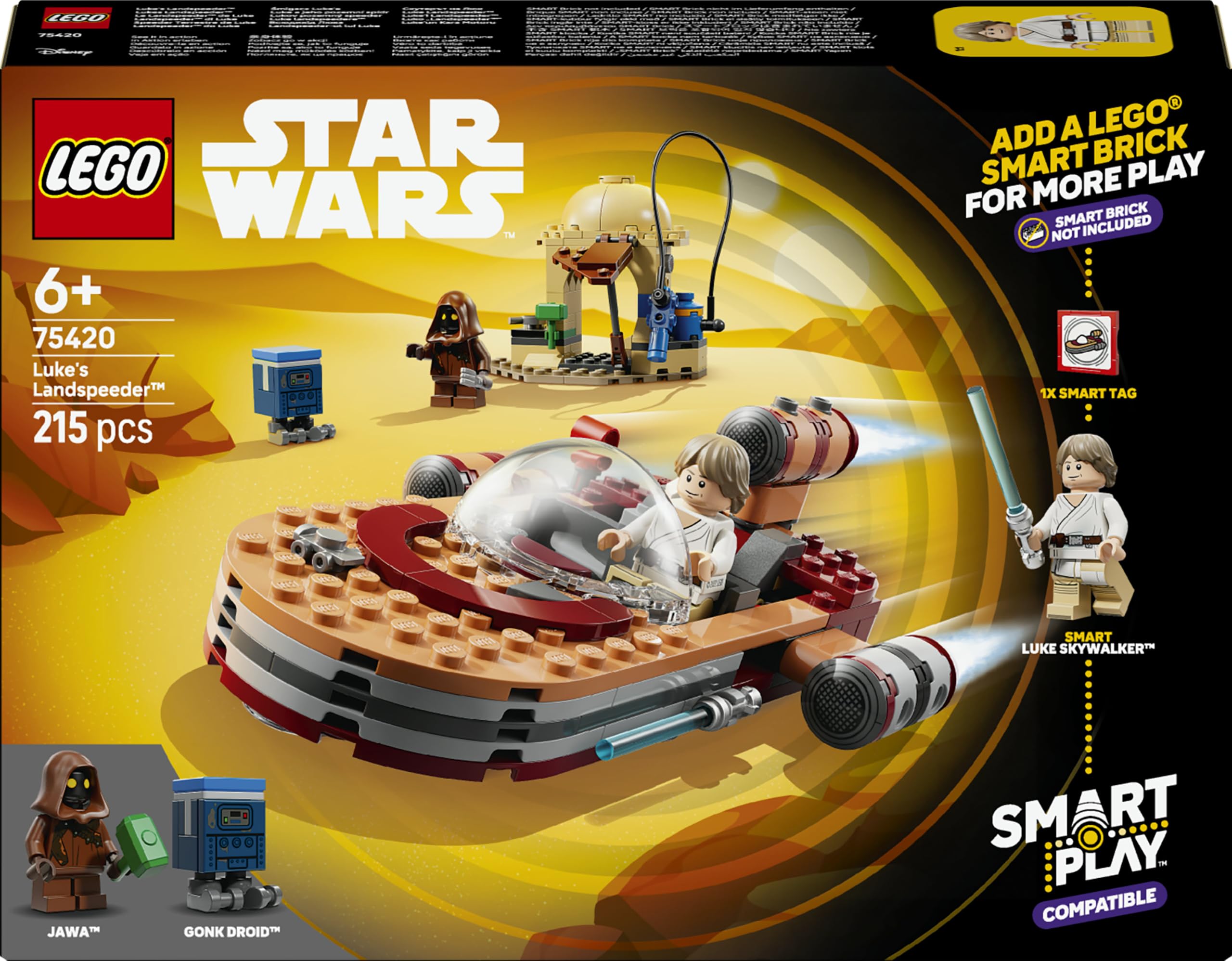 LEGO Star Wars 75420 SMART Play: Luke's Landspeeder - Compatible Interactive Toy Set incl. SMART Tag and Luke Skywalker Minifigure - Gift Idea for 6+ Year Old Boys, Girls & Adult Fans