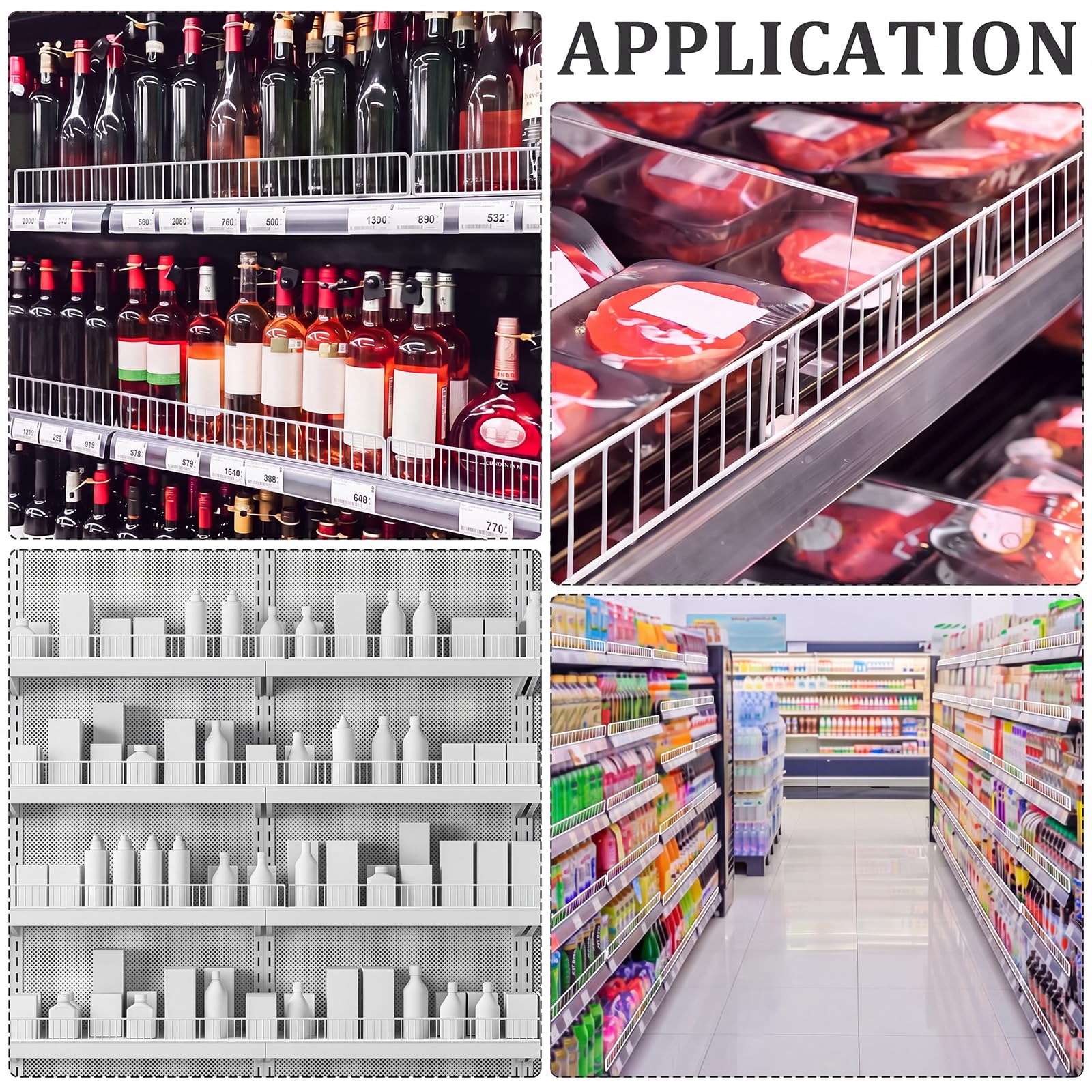 Yaocom Gondelregal für den Einzelhandel, 91,4 x 7,6 cm, stabiles Metall-Supermarkt-Geländer, Chrom, Warenorganisation, Leitblech, Display-Verbesserung für Einzelhandel, Geschäft, Obst, frische