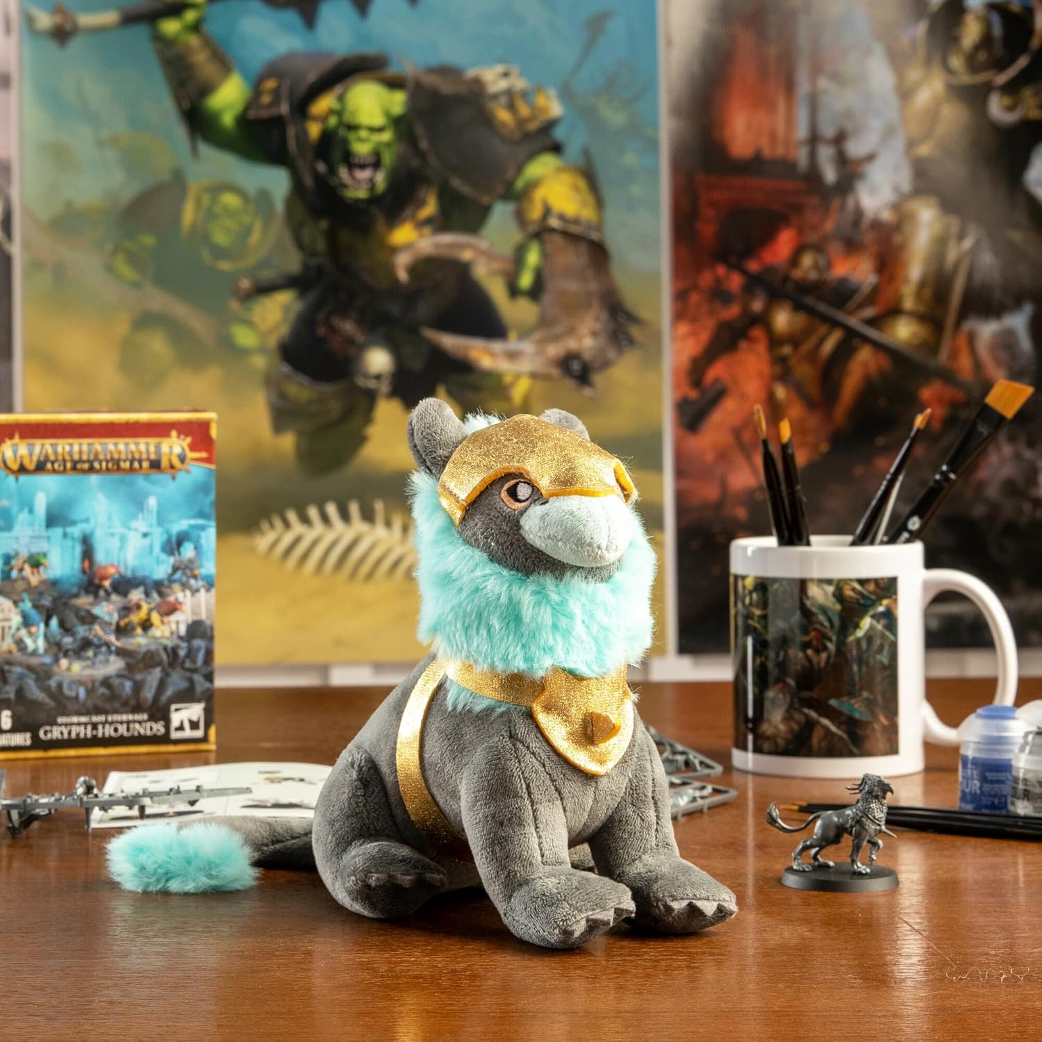 Warhammer Age of Sigmar Collectible Plush Toys - Sacrosanct Gryph-Hound Plushie Officially Licensed Cute Plushies of Classic Warhammer Miniatures - 6.5 Inch