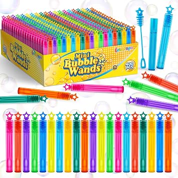 400 Pcs Mini Bubble Wands Bulk in 10 Color, Summer Toy Party Favor for Kids | Indoor Outdoor Activity for Kids, Themed Birthday, Wedding Easter Halloween Bubble Party Favors for Girls Boys