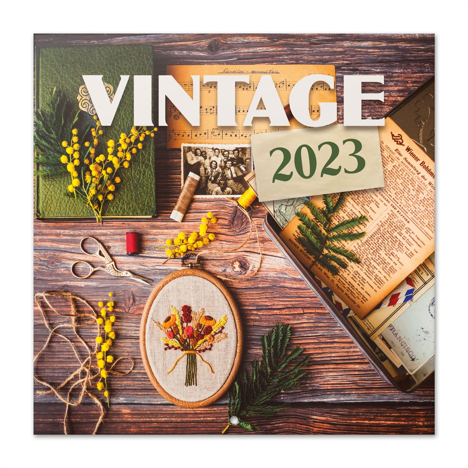 Grupo Erik Vintage Wall Calendar 2023 12' X 12' FSC| 12 Month Planner | Square Wall Calendar 2023 | Family Planner Calendar 2023 | Vintage Calendar 2023 | + 4 Bonus Months
