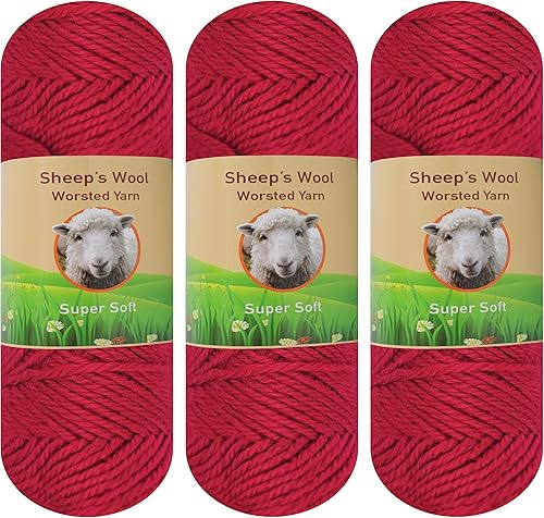Paquete de 3 hilos de lana de oveja para tejer y hacer ganchillo, 10.58oz de lana de oveja de cordero