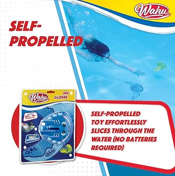 Wahu Sea Gliders Shark Underwater Pool Toy with Self-Propelled Jet and Adjustable Fins, Pool Diving Toy Shark Glides up to 60' Underwater