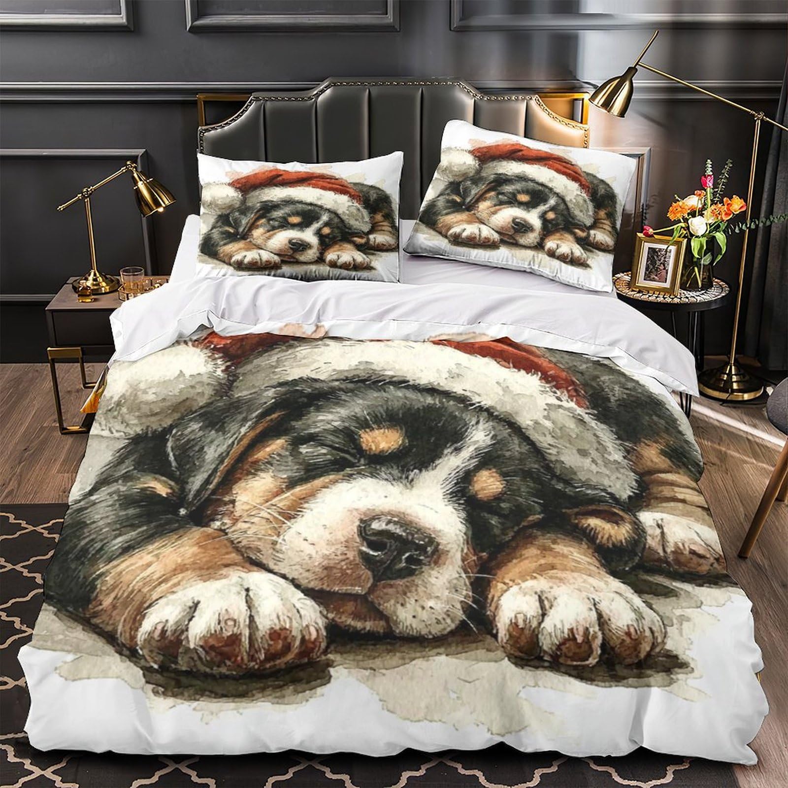 Parure de lit chiot de Noël pour offrir douceur et magie aux garçons et adolescents