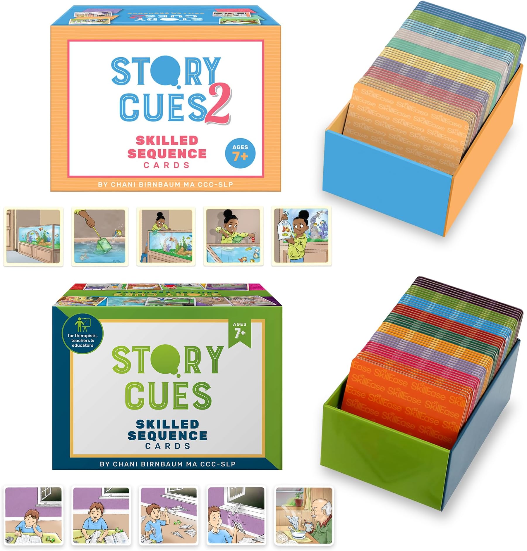Story Cues and Story Cues 2 Bundle, Higher Level Sequencing Cards, Speech Therapy Materials, Social Skills Game, Sentence Building and Picture Cards
