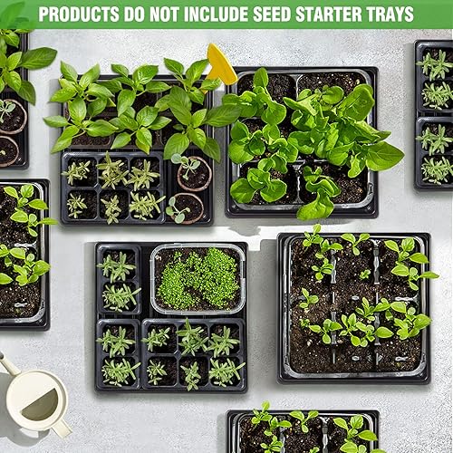 Miniatura 6 de ANPHSIN 10 bandejas de inicio de semillas para cultivo de plantas, bandejas gruesas de 10.6 x 10.6 pulgadas, bandejas de germinación de microgreens