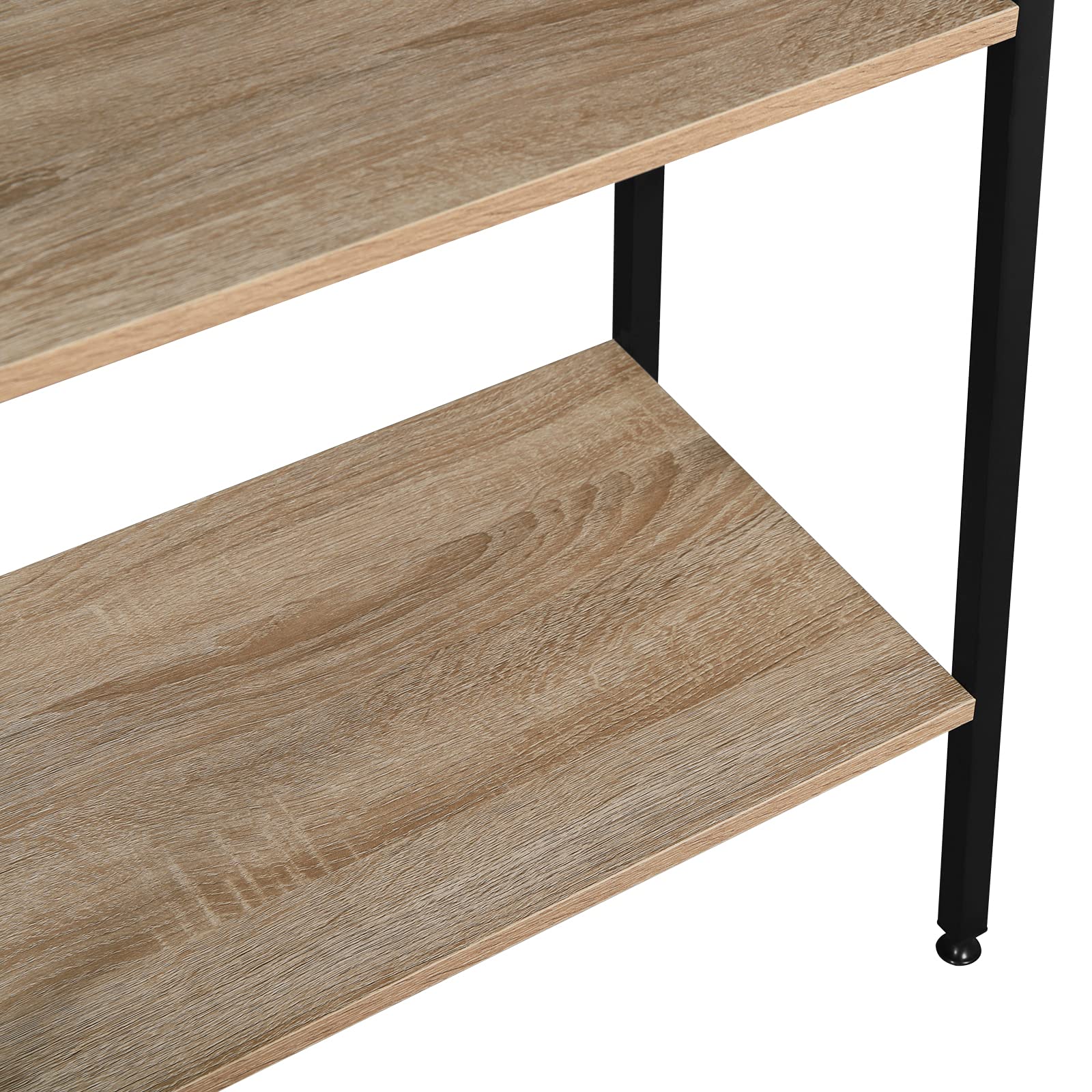 WOLTU Scaffale a Scala in Legno Libreria a 4 Ripiani per Soggiorno Fioriera Balcone, 60x35x148 cm Rovere Chiaro+Nero RGB9283hei