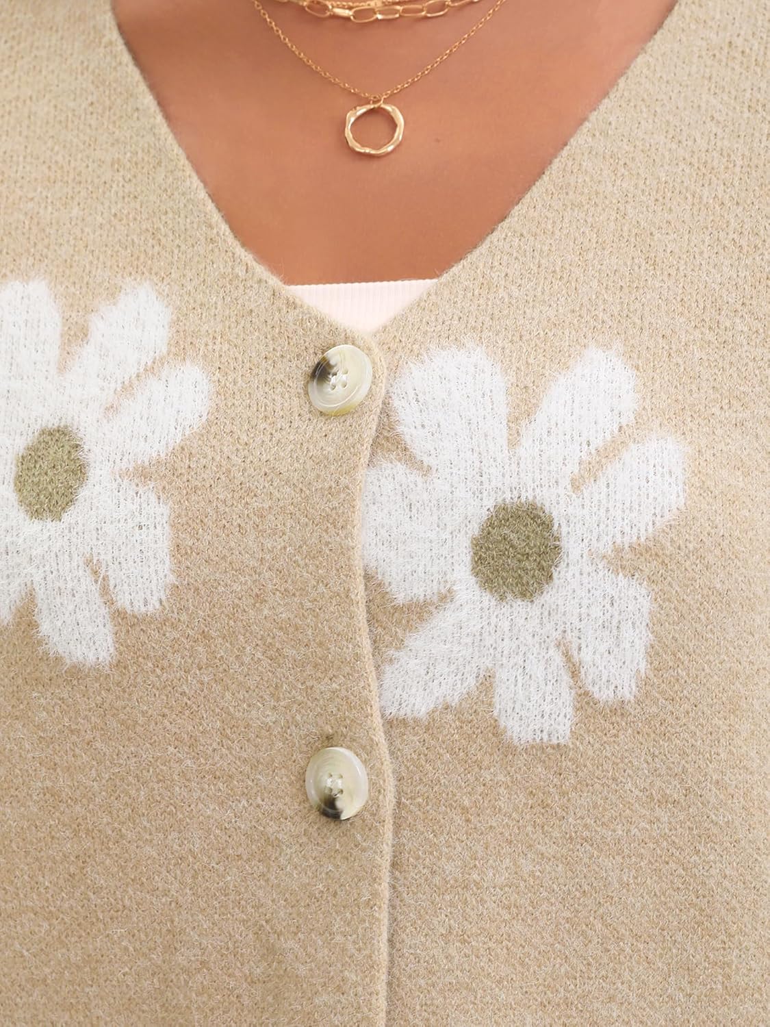 Cardigan Sweaters for Women Button Down Open Front V Neck Floral Print Long Sleeve Knit Outerwear Fall Outfits 2025 - Image 5