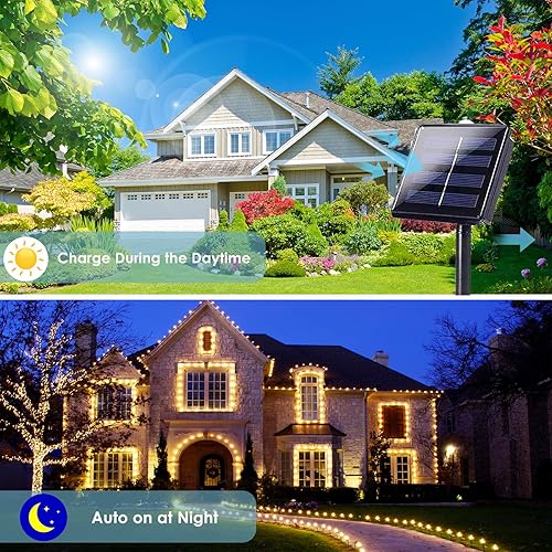 Miniatura 4 de Guirnalda de luces solares para exteriores extralargas paquete de 2 unidades cada uno 200 LED de 72 pies al aire libre cable de cobre impermeable 8