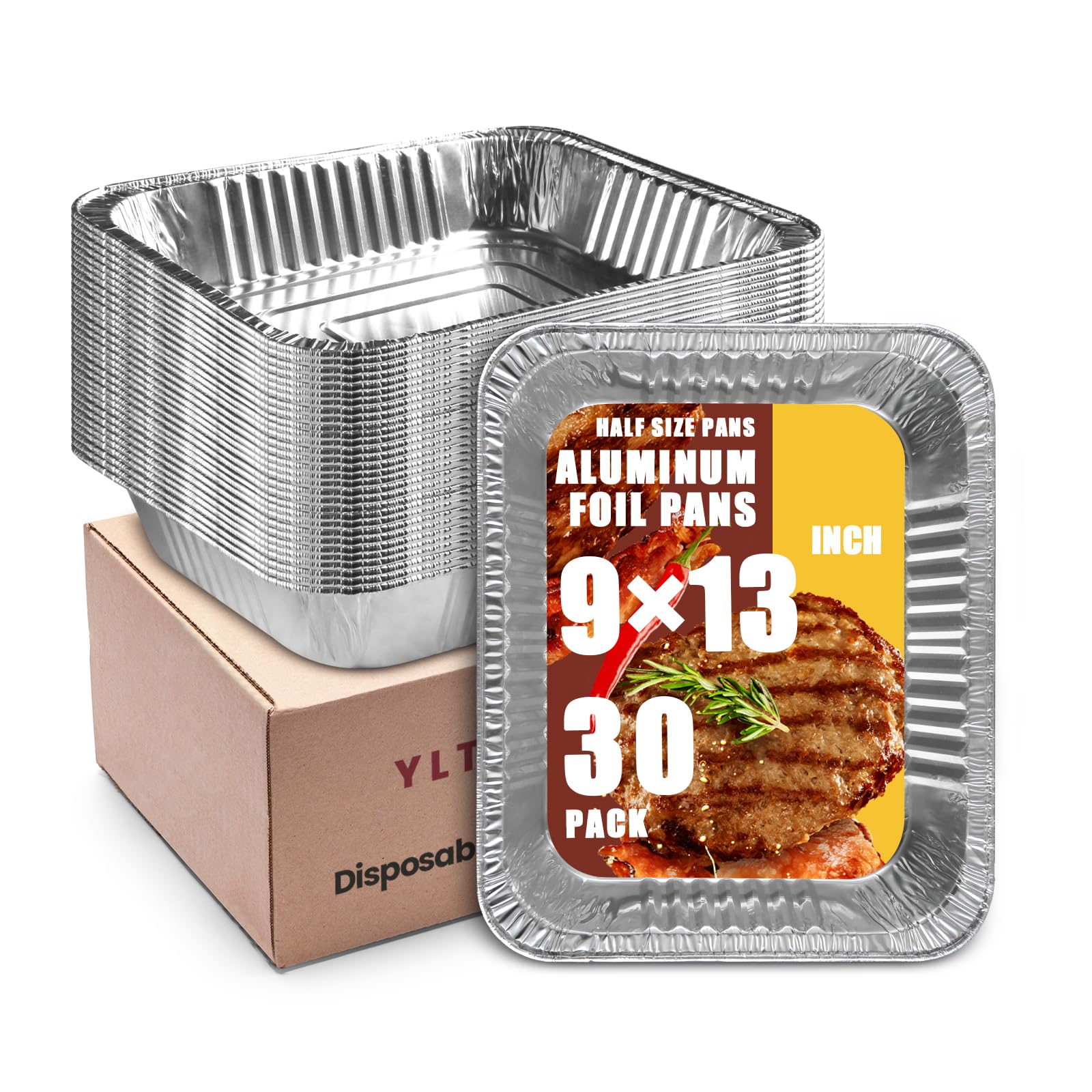 YLT WAX 9x13 Disposable Aluminum Foil Pans 30 Pack