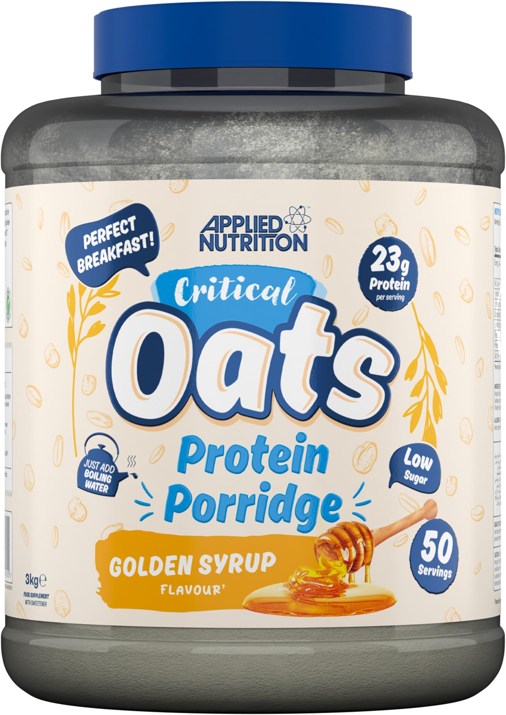 Critical Oats - Protein Oats, Porridge with ISO-XP Whey Protein Isolate, Healthy Breakfast and High Protein Snack (3kg - 50 Servings) (Golden Syrup)