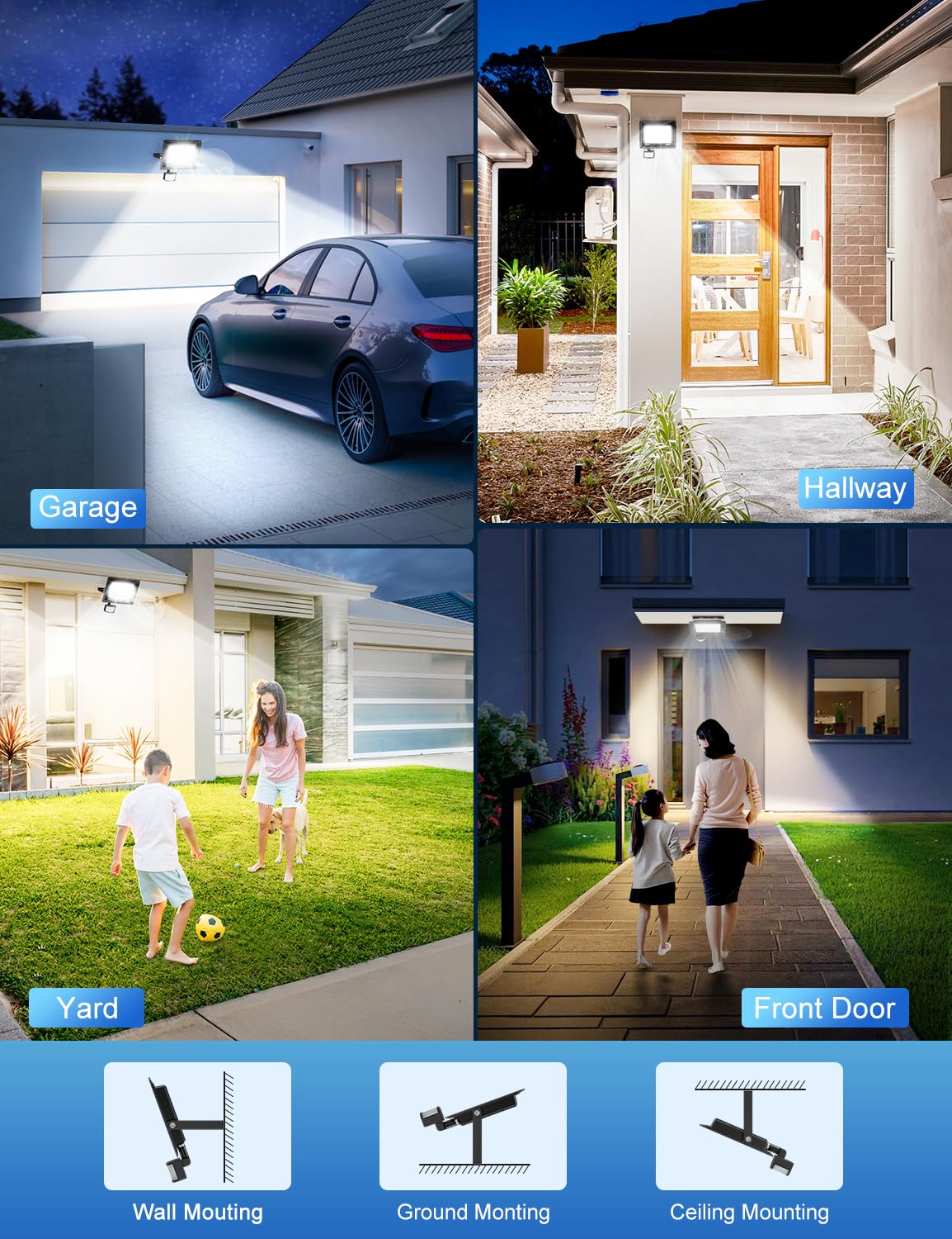25W Faretto LED da Esterno con Sensore Movimento, 2700LM Faretti LED Esterno Regolabile Caldo Neutro Freddo, IP66 Impermeabile, Super Luminosa Proiettore con Telecomando Per Giardino, Cortile, Garage