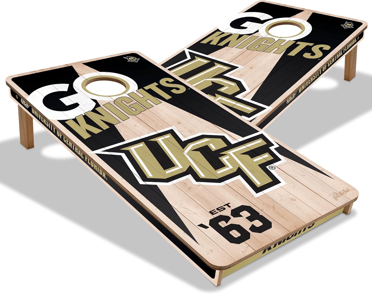 YouTheFan NCAA 2’ x 4’ Professional Wood Cornhole Game UCF Knights 2' x 4' Team Colors