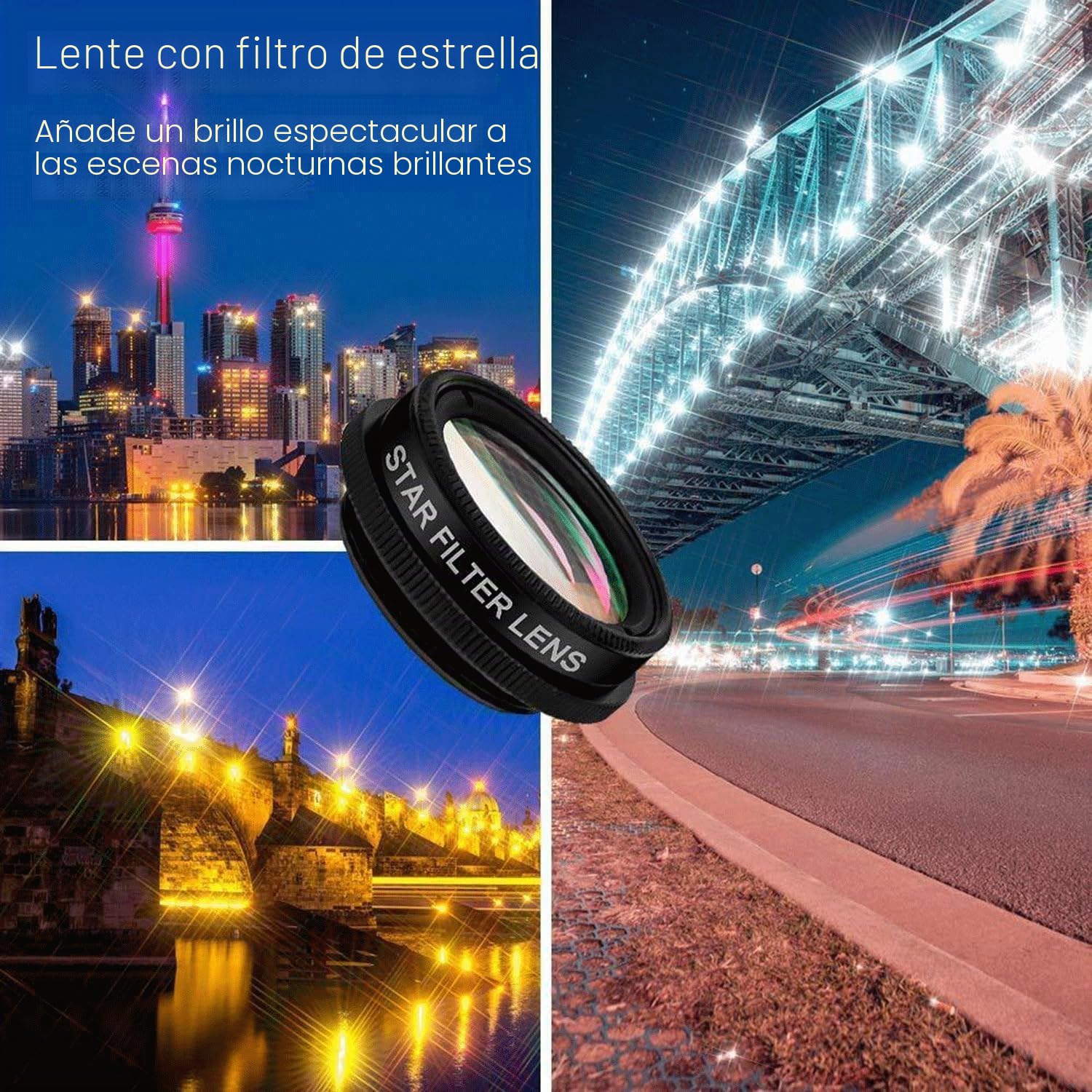 Objetivo para movil, 7 in 1 Universal Lente Macro para movil, Ojo de Pez 198°, Gran Angular 0,63X, Macro 15X, CPL, caleidoscopio, para la mayoría de Smartphone (M)