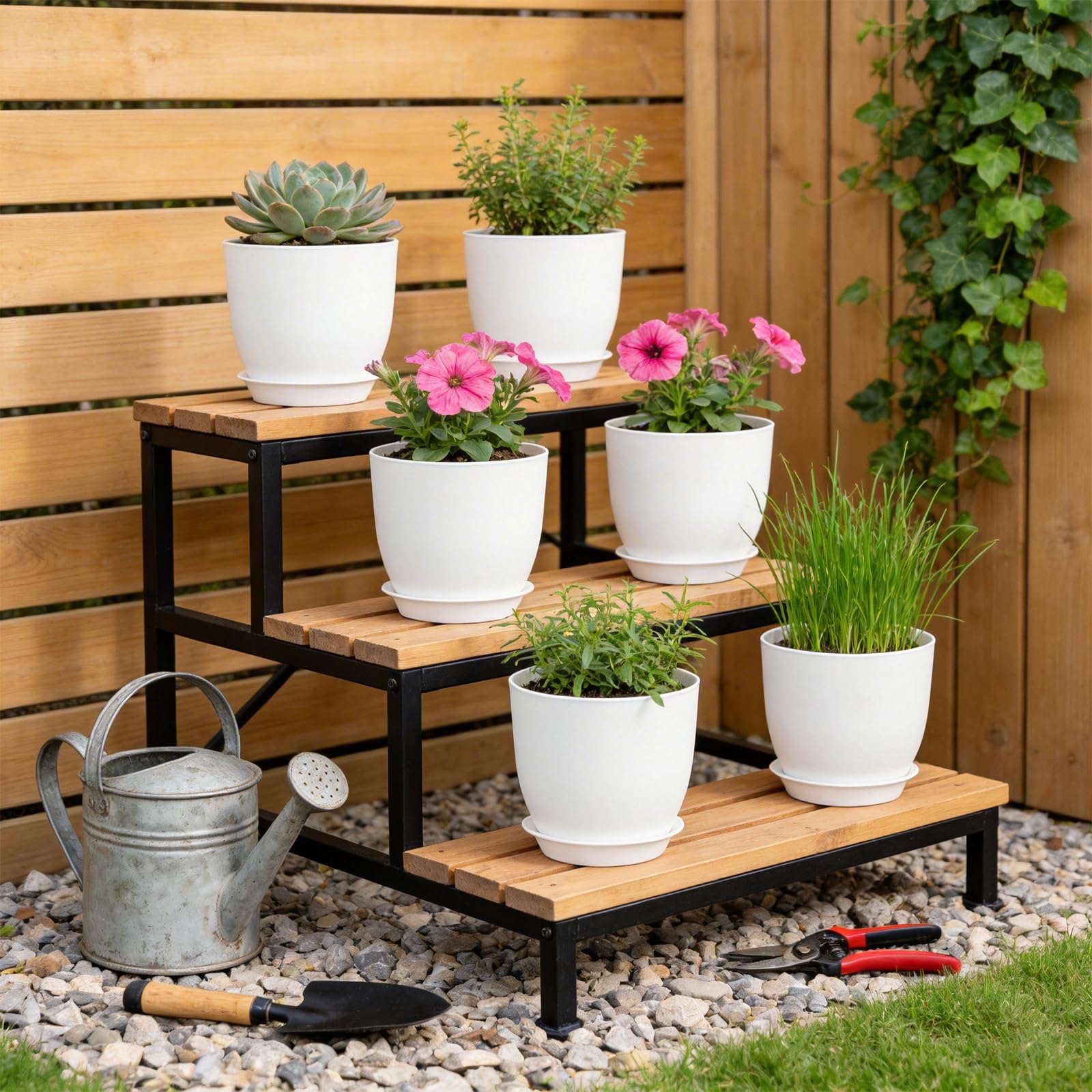 Lot de 10 pots de fleurs en plastique robuste de 16 cm avec trous de drainage et soucoupes pour plantes d'intérieur et plantes grasses Blanc 16 cm