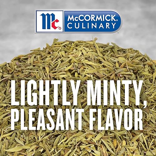 Vista 7 de McCormick Culinary Hojas de tomillo, 6 onzas – Un recipiente de 6 onzas de hojas secas de tomillo, perfecto para sopas, platos de carne y mariscos