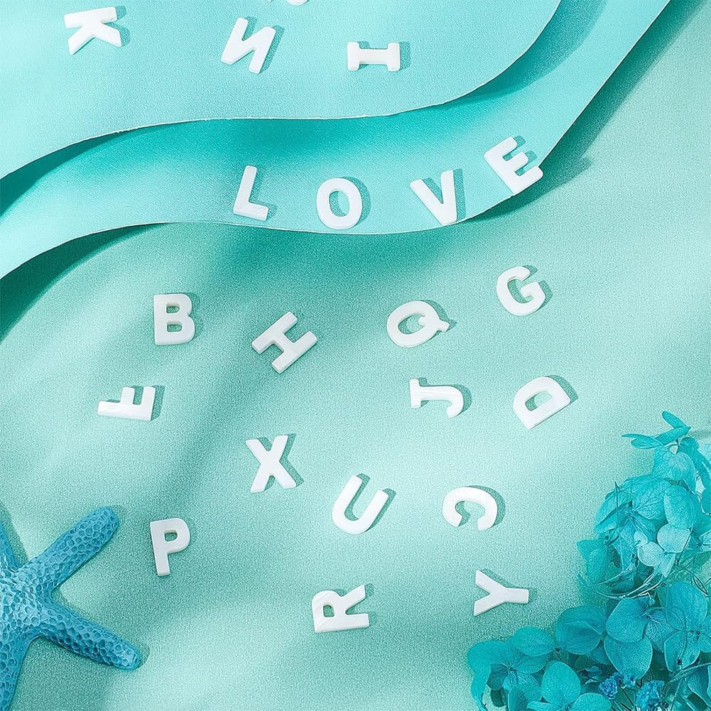 PH PandaHall 26pcs Alphabet Shell Beads, Letter Ocean Charm A-Z Freshwater Shell Beads Capital Beach Charms Summer Seashell Pendant for Initial Necklace Bracelet Earring Jewelry Making - Image 6