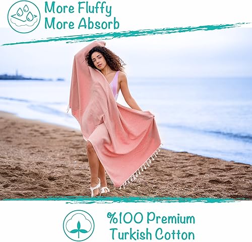 Miniatura 2 de AVO Toalla de playa turca 100% algodón de secado rápido  Manta de playa ligera de gran tamaño sin arena  Toalla de playa suave, duradera, de secado