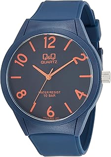 ساعة انالوج بعقارب للرجال وبمينا ازرق وسوار من كيو اند أزرق