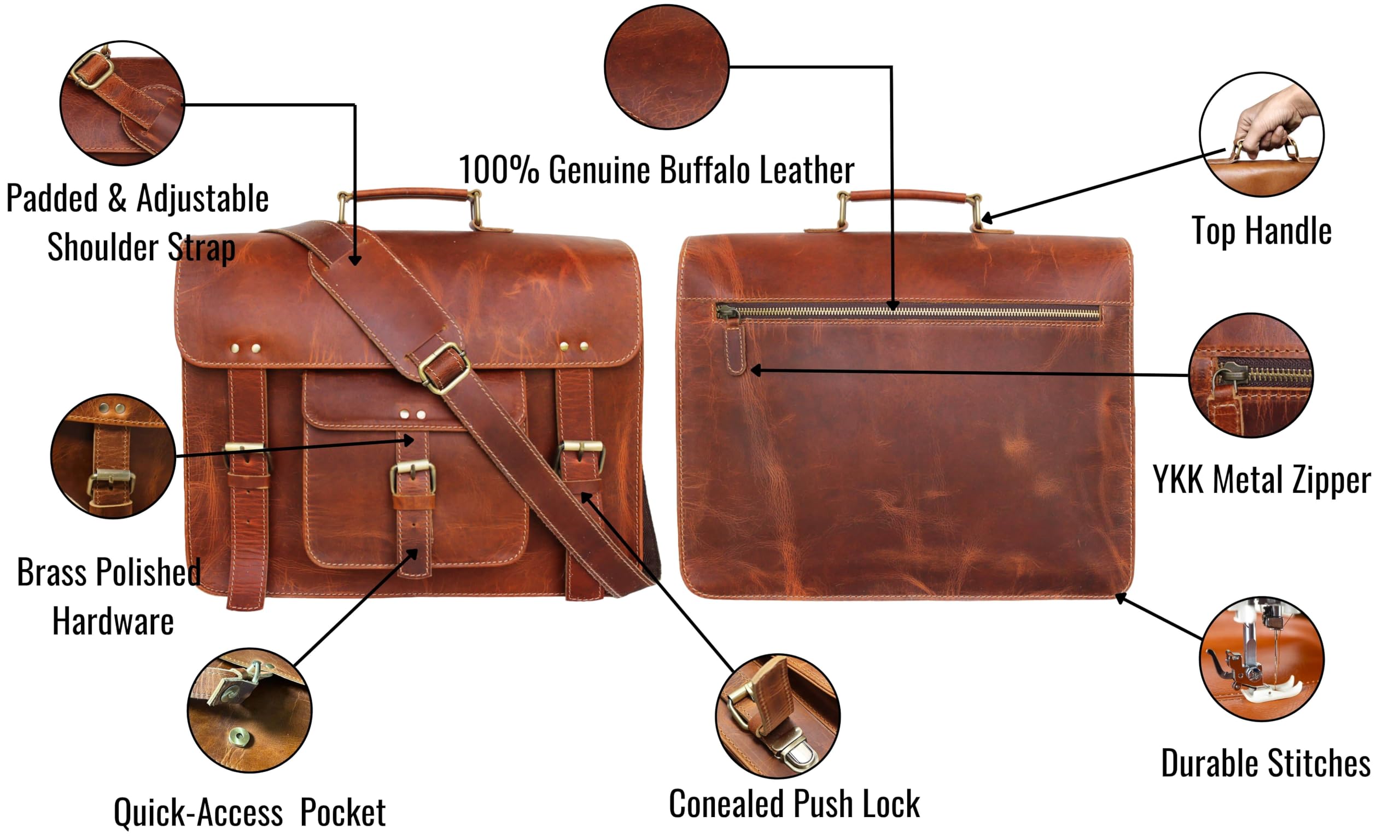 Vintage Look Leder Laptop Messenger Aktentasche Umhängetasche
