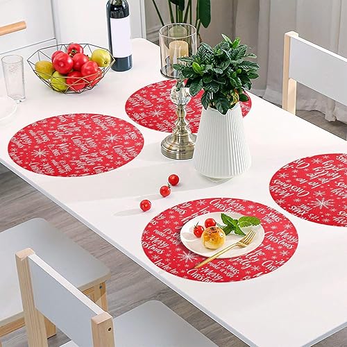 Miniatura 6 de Christmas Greetings Merry Christmas Place Mat, Non Slip Placemats Heat Insulation for Kitchen one sizex6