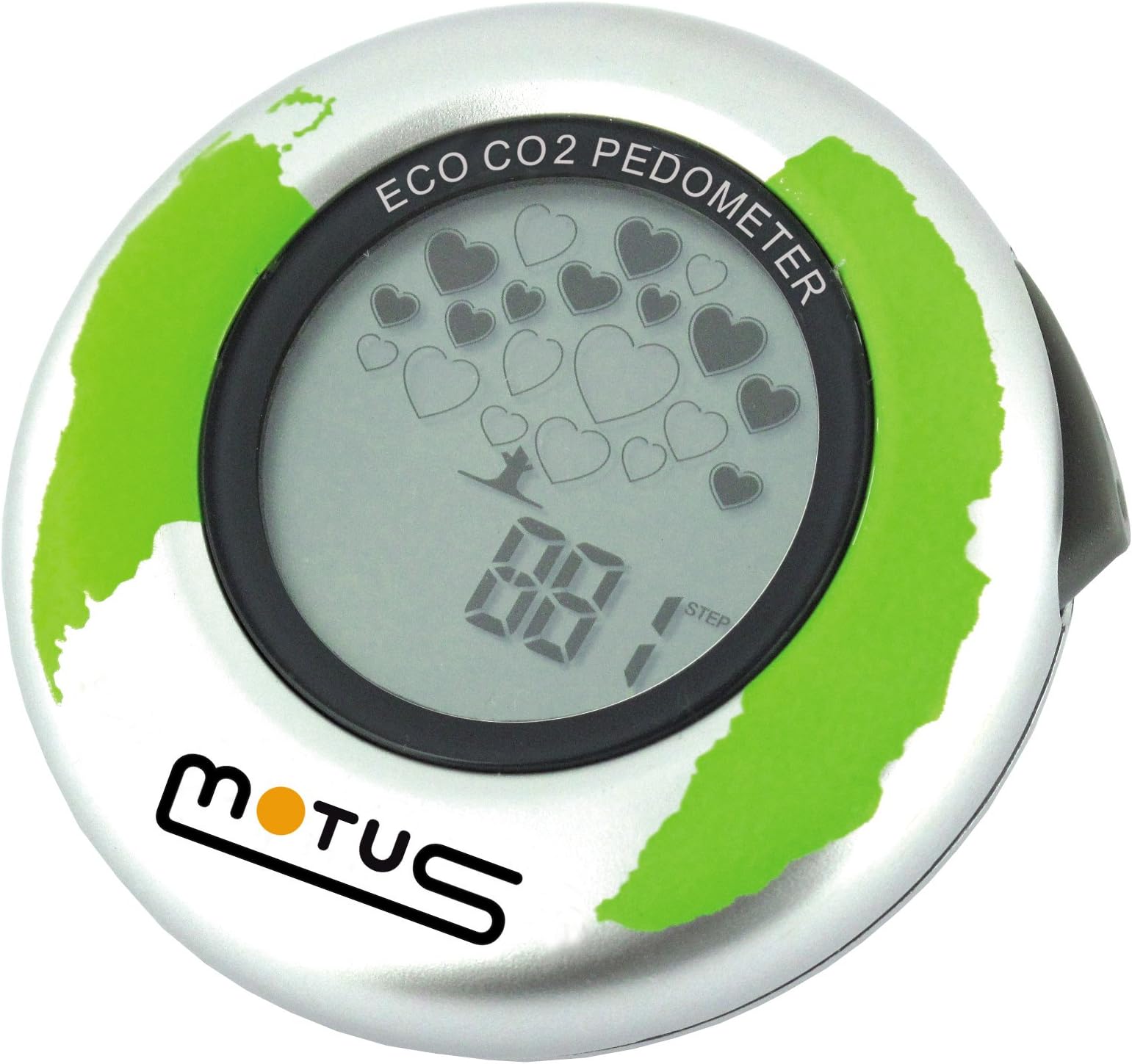 Motus Eco CO2 Pedometer with Exclusive CO2 Indicator Silver