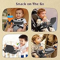Vista 7 de Universal Stroller Snack Tray, Compatible with Nuna Uppababy Mockingbird, Stroller Snack Tray Attachment with Cup Holder, Detachable Silicone Tray
