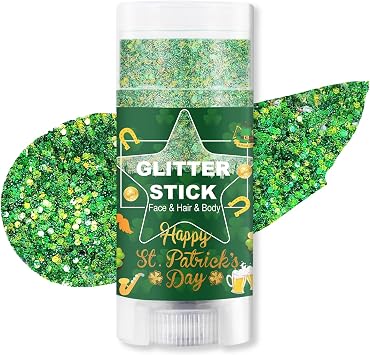 Green and Yellow Brazil Body Glitter Stick for World Cup Fans, Brazil World Cup2026 Glitter Accessories, Waterproof Face Body and Hair Glitter, Green and Yellow Glitter Makeup for World Cup Party