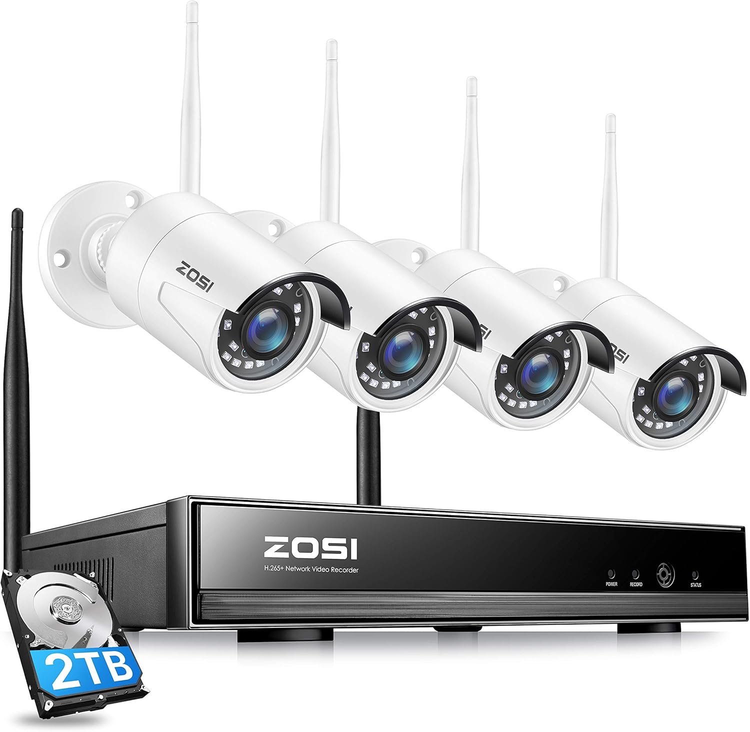 Discount 80% ZOSI Wireless Security Camera System with 2TB Hard Drive,2K H.265+ 8 Channel CCTV NVR,4pcs 1080P Outdoor WiFi Surveillance Cameras,Night Vision,Motion Detection,Remote Access for Home 24-7 Recording