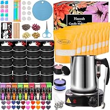 Haccah Complete Candle Making Kit with Wax Melter, DIY Arts & Crafts Gift Ideal for Beginners and Adults, Electric Stoves, Candle Cans, Dyes, Wicks, Rich Scents and More