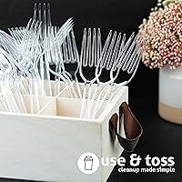 Vista 3 de Tenedores de plástico transparente resistentes, durable, desechables, 100/caja.