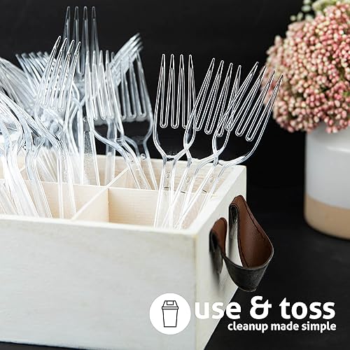 Miniatura 3 de Tenedores de plástico transparente resistentes, durable, desechables, 100caja.