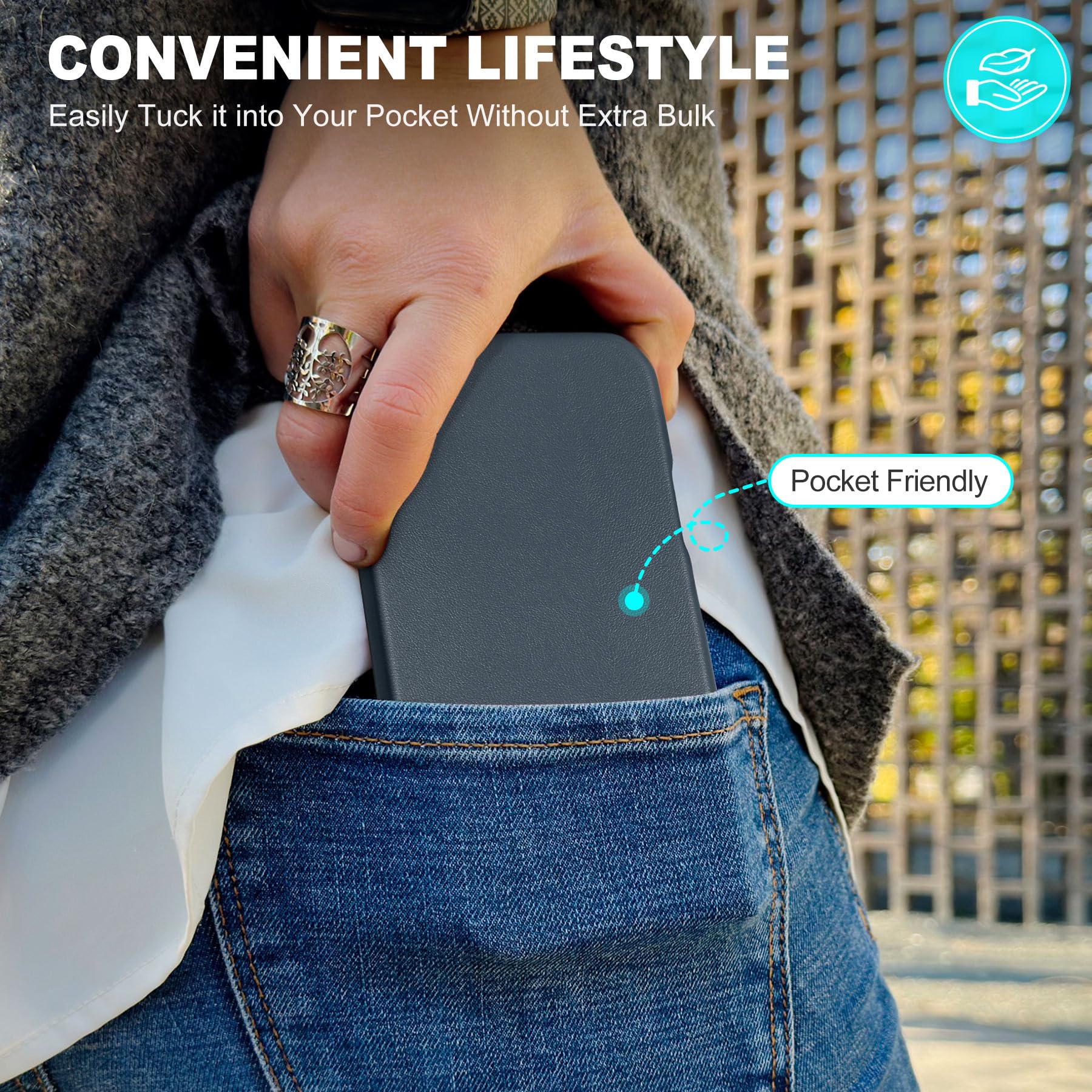 TUCCH Magnetyczne etui do iPhone 16 Plus (6,7") 2024, ochronne, lekkie | ze skóry PU, odporne na wstrząsy, antypoślizgowe etui na telefon, bezprzewodowe ładowanie, ochrona przed odciskami palców
