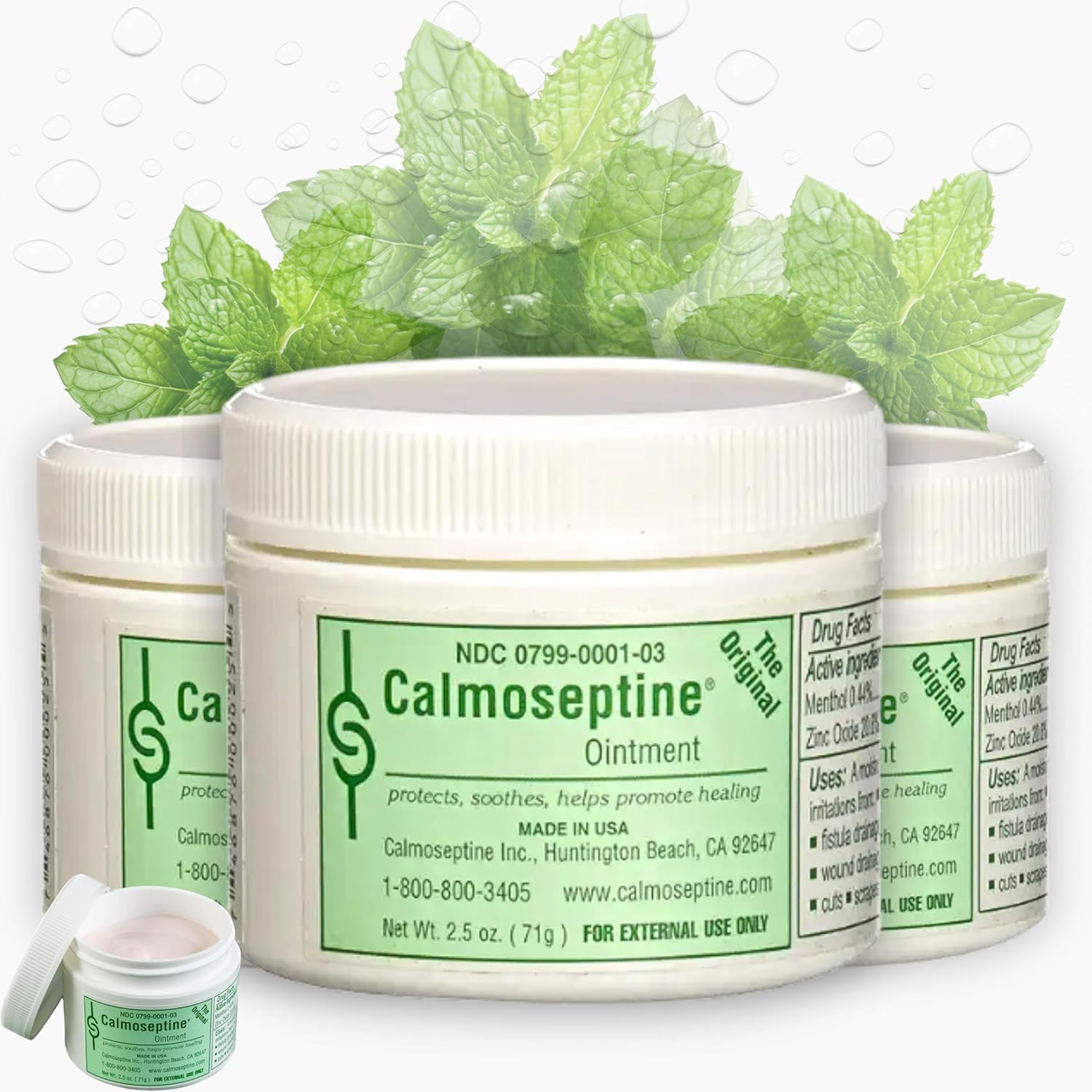 Calmoseptine Ointment 2.5 Oz. Jar (Pack of 3) - Heat Rash Relief Ointment by Calmoseptine - Calmoseptines Healing Ointments for Itching & Diaper rash - Moisturizer Barrier Heat Rashes Cream for Adults