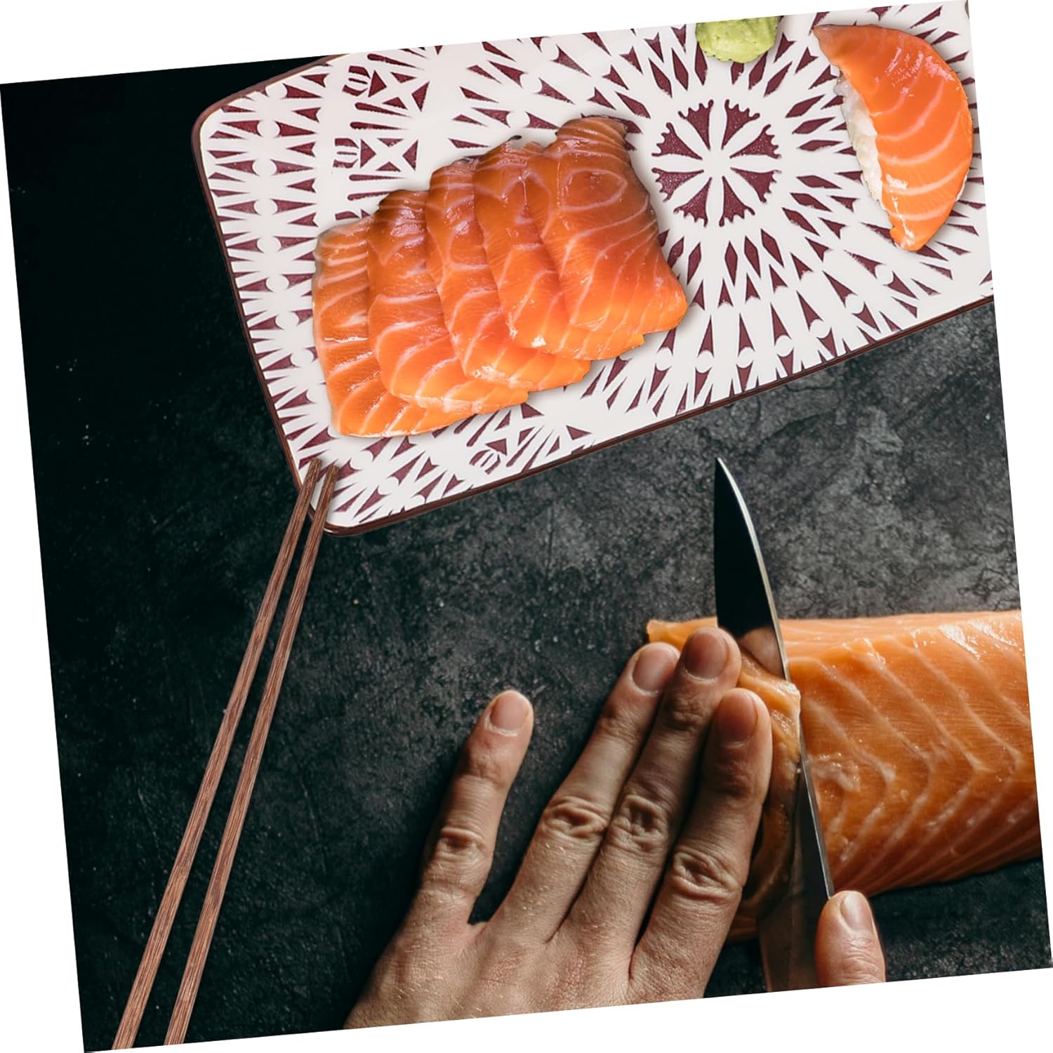 2sets Ceramic Sushi Plate Chopsticks Plates Dipping Bowls for Sashimi and Condiments Elegant Japanese Style Serving Dish for Home and Restaurant Use