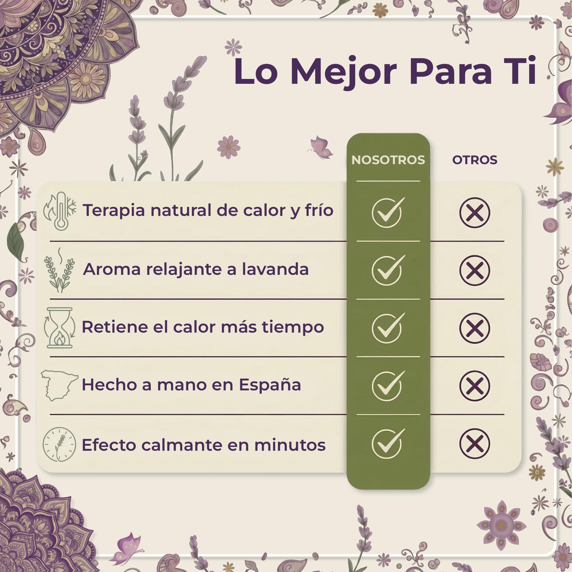 Saco Semillas Microondas Termico 45x14cm Aroma Lavanda - Bolsa Semillas Calor Microondas - Cojin para Dolor Cervical y Lumbar - Saquito Menstrual - Almohadilla Calor y Frio - Hecho a Mano (Mandala) — view 6