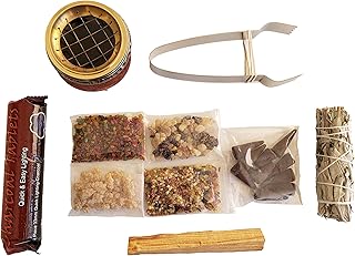 Resin Incense Variety Set: Palo Santo, Frank & Myrrh, White Sage, 3 Kings, Mexican Copal, Sandal Wood, 7 Archangels | Bras...