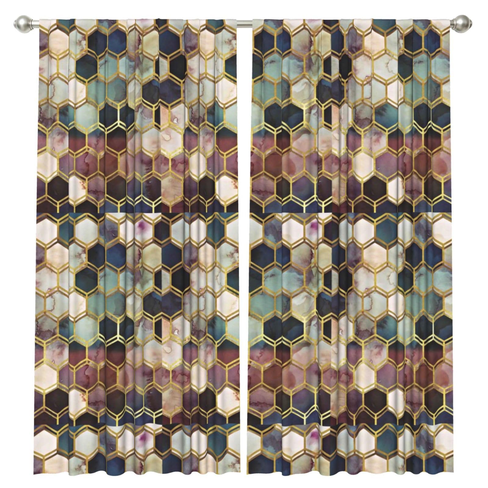 InOmak Rugged Marble, 2 Panels Window Curtains 52 x 84 Inch Blackout Curtains for Living Room Bedroom