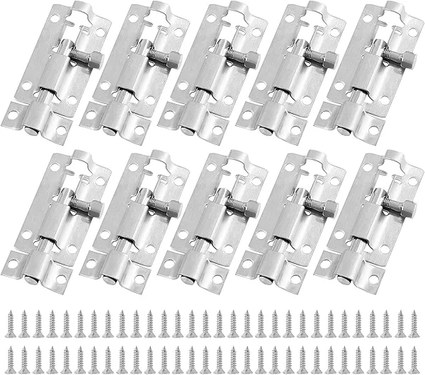 Jiozermi 10 Packs Barrel Bolt Latch, 2" Length and 1" Wide Slide Latch Lock, Stainless Steel Gate Latch with Mounting Screws