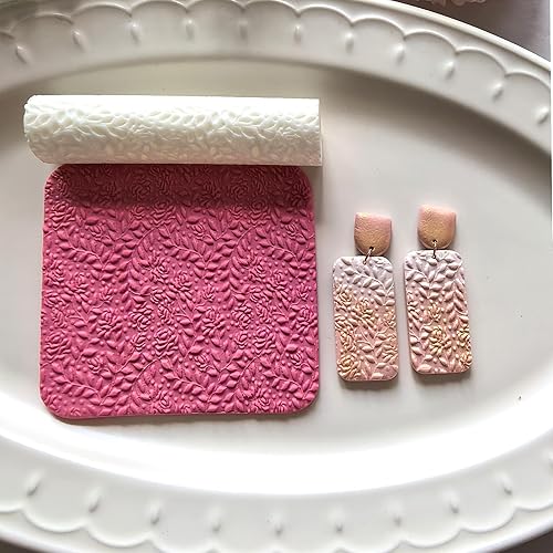 Miniatura 3 de Rodillo de textura de arcilla polimérica de 3 piezas, funciona con cortadores de arcilla polimérica para manualidades, aretes, joyería, suministros