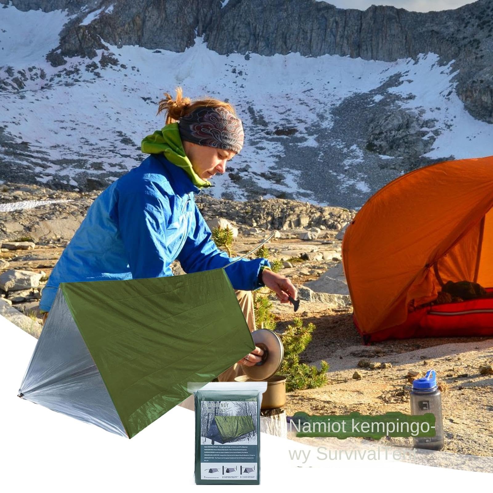 Survival Tent, Camping Tent Kit Lightweight, 4.72x7.87 Inches, Windproof Waterproof Shelter, Thermal Sack Blanket for Outdoor Adventures and Preparedness, Multicolor