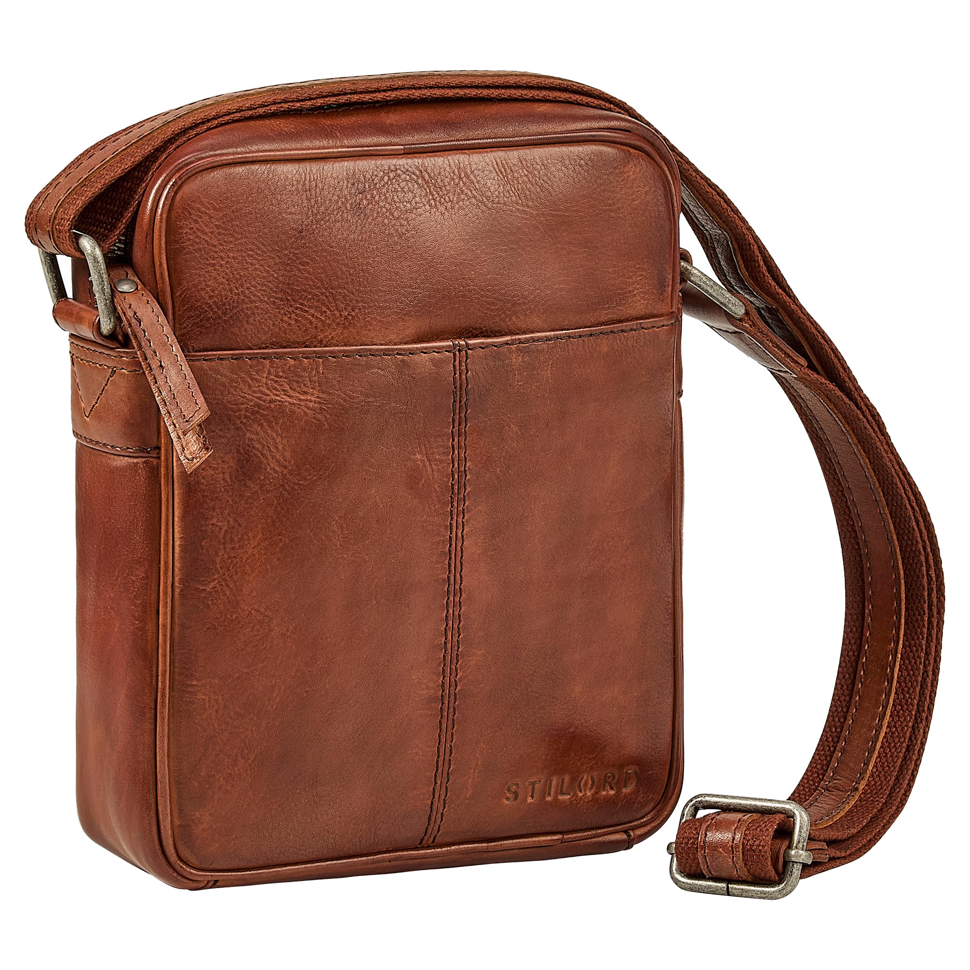 STILORD "Nilo" Elegancka Męska Torba na Ramię Mała Skórzana Crossbody Bag – Męska Torba Skóry Naturalnej na Tablet 8,3 Cala z Wieloma Przegródkami do Noszenia na Ramieniu Kolor:czarny