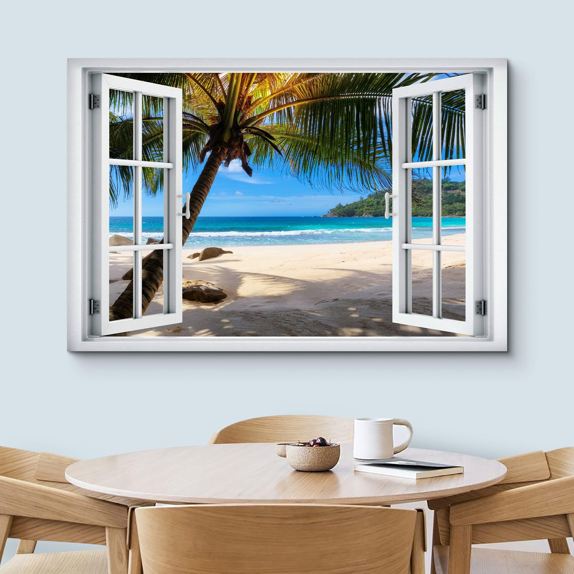 Amazon.com: wall26 Canvas Print Wall Art Window View Tropical