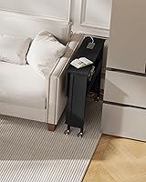 Vista 9 de Escritorio plegable moderno para computadora de 31.5 pulgadas con tomas de corriente, ruedas, almacenamiento, perfecto para espacios pequeños